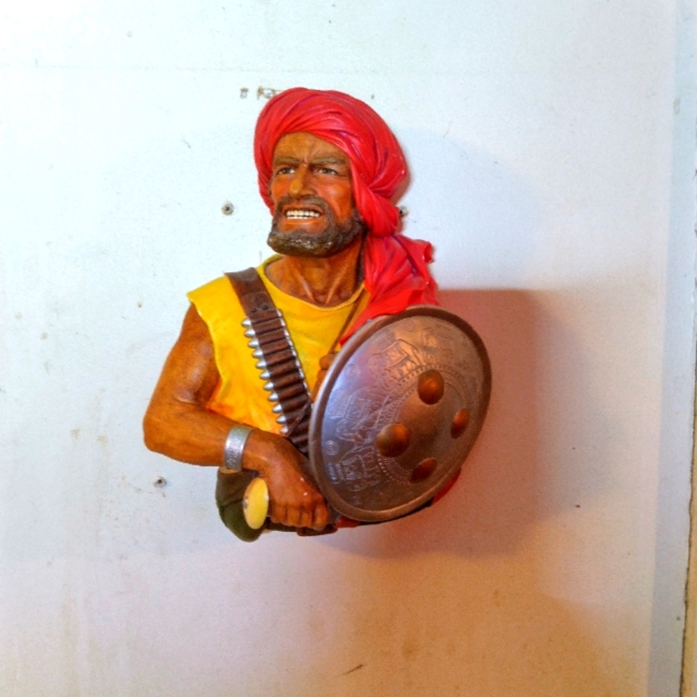 Bossons Chalkware Head Figurine 1967 Pathan Wall Plaque Mask